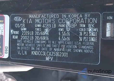 2018 Kia Niro Ex z USA, uszkodzony, nr VIN KNDCC3LCXJ5162301